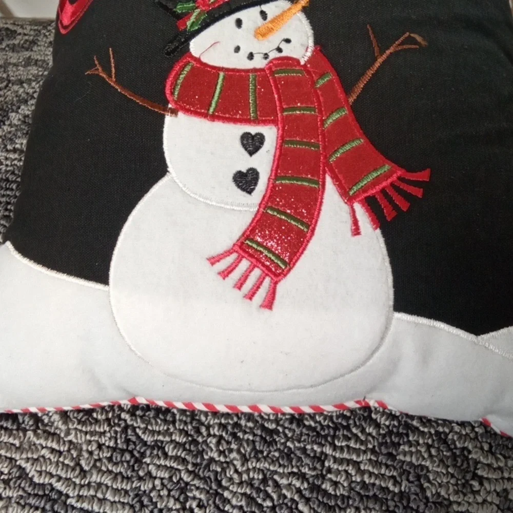 Festive Christmas Pillow with Snowman Design Decoration